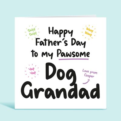 Dog Grandad Card, Happy Father's Day To My Pawsome Dog Grandad, Card From The Dog, Dog Grandad, Fur Grandad, Personalised Card, Card For Him , TH10