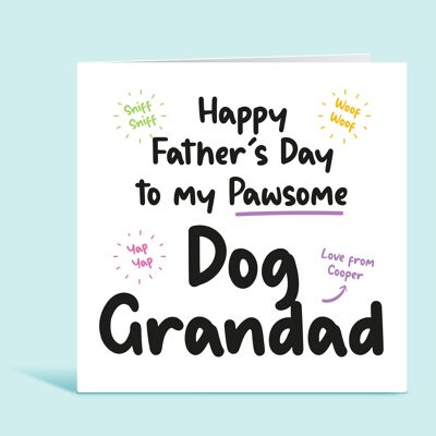 Dog Grandad Card, Happy Father's Day To My Pawsome Dog Grandad, Card From The Dog, Dog Grandad, Fur Grandad, Personalised Card, Card For Him , TH10