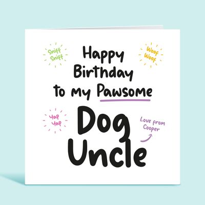 Buon compleanno a mio zio cane pawsome, biglietto di compleanno dal cane, zio cane, zio pelliccia, biglietto di compleanno personalizzato, nipote cane, per lui, TH26
