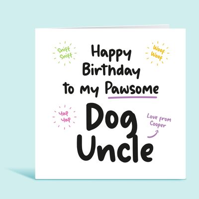 Feliz cumpleaños a mi tío de perro Pawsome, tarjeta de cumpleaños del perro, tío de perro, tío de piel, tarjeta de cumpleaños personalizada, sobrino de perro, para él, TH26