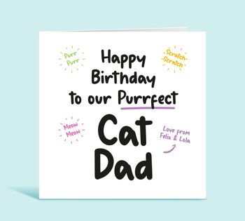Carte d'anniversaire de papa de chat, joyeux anniversaire à mon papa de chat purrfect, carte drôle du chat, carte d'anniversaire personnalisée, bébé de fourrure, carte pour lui, TH44 2