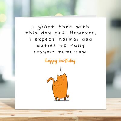 Funny Cat Dad Birthday Card, Dad Birthday Card from the Cat, Ginger Cat Card, Happy Birthday Cat Dad , TH46