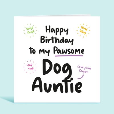 Feliz cumpleaños a mi tía de perro Pawsome, tarjeta de cumpleaños del perro, tía de perro, tía de piel, tarjeta de cumpleaños personalizada, sobrina de perro, para ella, TH49