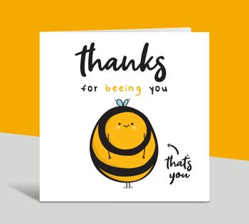 Merci d'être vous, carte de remerciement, carte d'appréciation, carte d'abeille, pour un ami, une infirmière, un enseignant, un partenaire, un mari, une femme, un petit ami, une petite amie, TH51 2