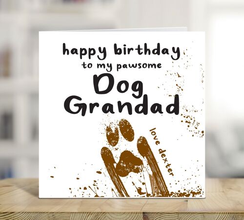 Happy Birthday to My Pawsome Dog Grandad, Personalised Birthday Card From The Dog, Funny Dog Birthday Card, Joke Card, Grandpa, Papa , TH64