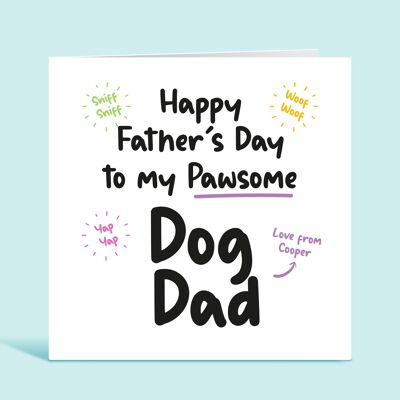 Feliz día del padre a mi padre de perro Pawsome, tarjeta divertida del perro, papá de perro, papá de piel, tarjeta personalizada, bebé de piel, tarjeta para él, TH74