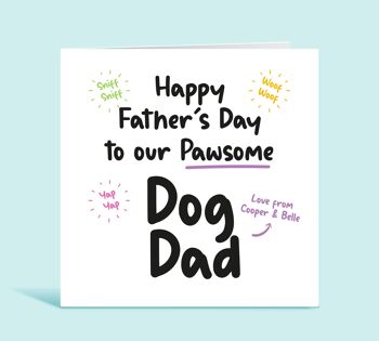 Bonne fête des pères à mon papa chien Pawsome, carte drôle du chien, papa chien, papa fourrure, carte personnalisée, bébé fourrure, carte pour lui, TH74 2