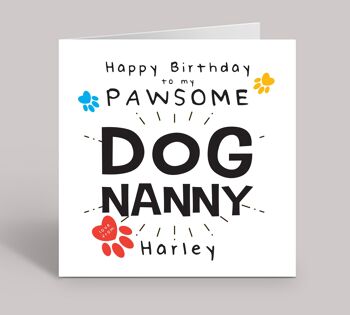 Chien grand-mère, chien Gran, carte d'anniversaire du chien, joyeux anniversaire à Pawsome Dog Nana, carte d'anniversaire personnalisée, carte Granddog, TH85 4