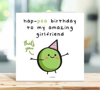 Carte d'anniversaire petite amie, carte d'anniversaire drôle, Hap-pea anniversaire à ma petite amie incroyable, jolie carte d'anniversaire pour petite amie, carte pour elle, TH88 1