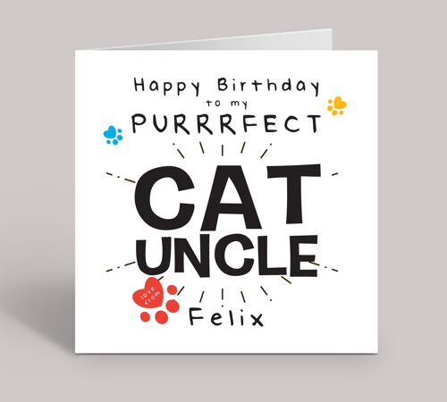 Cat Uncle Birthday Card, Happy Birthday To My Purrfect Cat Uncle, Funny Birthday Card from the Cat, Joke Card From The Cats, Fur Babies , TH89