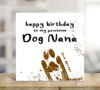 Joyeux anniversaire à ma nounou de chien Pawsome, carte drôle du chien, carte d'anniversaire de chien personnalisée, Grandogs, fourrure bébé, grand-mère, Nan, Nana, TH93 1