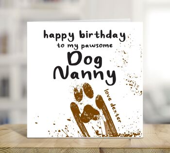 Joyeux anniversaire à ma nounou de chien Pawsome, carte drôle du chien, carte d'anniversaire de chien personnalisée, Grandogs, fourrure bébé, grand-mère, Nan, Nana, TH93 3