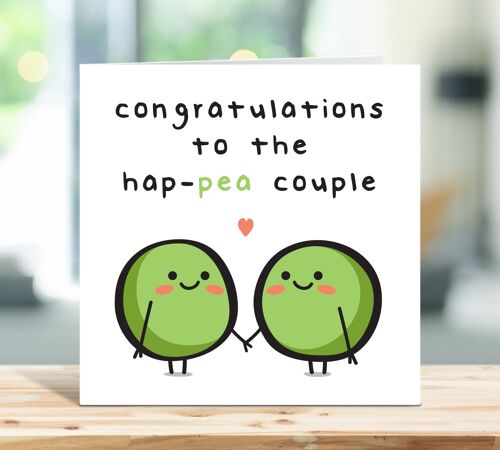 Wedding Day Card, Engagement Card, Congratulations To The Hap-pea Couple, Funny Wedding Card, Food Pun, Card For Couple , TH98