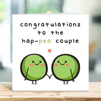Wedding Day Card, Engagement Card, Congratulations To The Hap-pea Couple, Funny Wedding Card, Food Pun, Card For Couple , TH98