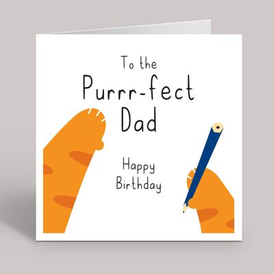 Carta di papà gatto, carta di buon compleanno dal gatto, carta di compleanno di papà gatto, gatto zenzero, gatto soriano, gatto nero, carta di compleanno divertente, per lui, TH106