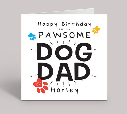 Dog Dad Card, Birthday Card from the Dog, Happy Birthday To My Pawsome Dog Daddy, Personalised Birthday Card, Funny Birthday Card, Joke Card , TH146