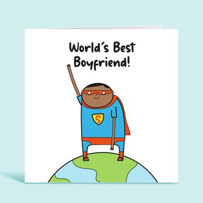 Carte d'anniversaire de petit ami, meilleur petit ami du monde, carte de remerciement pour petit ami, carte d'appréciation, de petite amie, de partenaire, pour lui, TH150