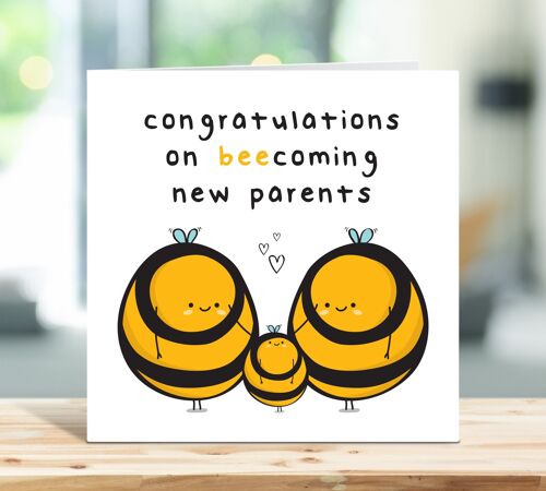 Pregnancy Card, New Baby Card, Congratulations On Bee-Coming New Parents, New Parent Card, Baby News Congratulations Greetings Card , TH153