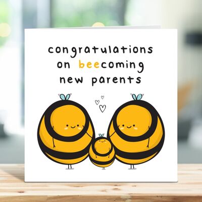 Pregnancy Card, New Baby Card, Congratulations On Bee-Coming New Parents, New Parent Card, Baby News Congratulations Greetings Card , TH153