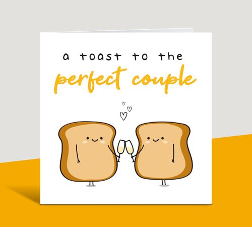 A Toast To The Perfect Couple, Wedding Day Card, Civil Partnership, Engagement, Anniversary Card, Happy Couple, Relationship, Toast Pun , TH158