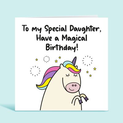 Tarjeta de cumpleaños para hija, para mi hija especial que tenga un cumpleaños mágico, tarjeta de unicornio, para hija, de padres, para niña, para niño, TH160