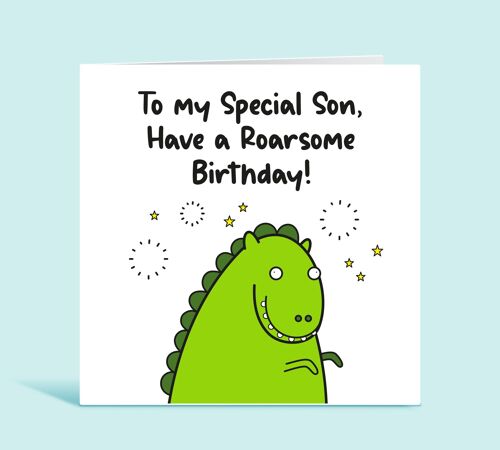 Son Birthday Card For Child, To My Special Son Have A Rawsome Birthday, Dinosaur Greetings Card, For Son, From Parents, For Boy, For Him , TH161