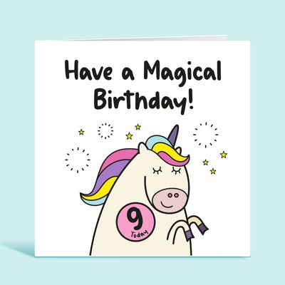 9th Birthday Card For Girl, Ninth Birthday Card, Age 9, Unicorn Happy Birthday Card for Child, Any Age, Have A Magical Birthday, For Her , TH163