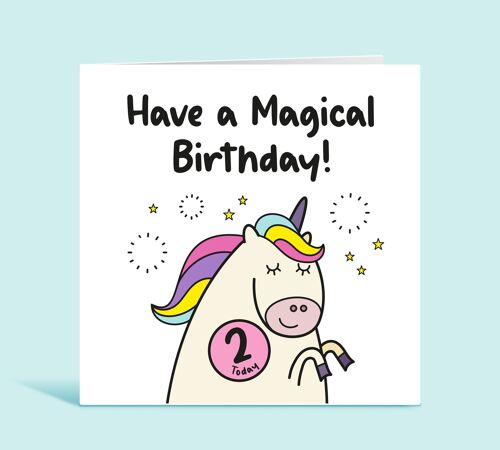 Compra 2da tarjeta de cumpleaños para niña, segunda tarjeta de cumpleaños, 2  años, tarjeta de feliz cumpleaños de unicornio para niño, cualquier edad,  tener un cumpleaños mágico, para ella, TH173 al por