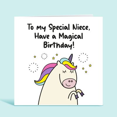 Tarjeta de cumpleaños de sobrina, para mi sobrina especial que tenga un cumpleaños mágico, tarjeta de unicornio, para sobrina, de tía, de tío, para niña, para niño, TH174
