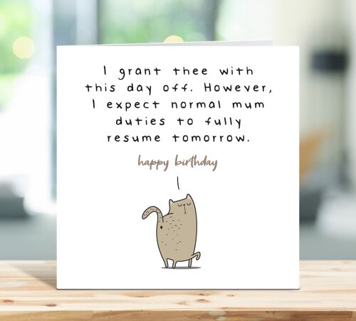 Funny Cat Mum Card, Birthday Card from The Cat, Tabby Cat Card, Funny Cat Card, Funny Card from Cat, Card for Cat Owner, Cat Mum, Fur Baby , TH183
