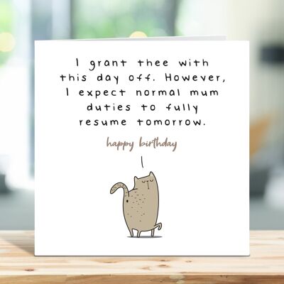 Funny Cat Mum Card, Birthday Card from The Cat, Tabby Cat Card, Funny Cat Card, Funny Card from Cat, Card for Cat Owner, Cat Mum, Fur Baby , TH183