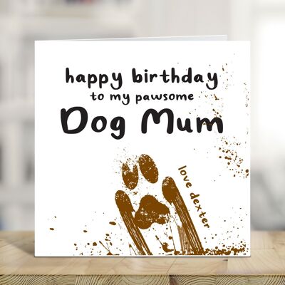 Hundemama, alles Gute zum Geburtstag an meine pawsome Hundemama, lustige Hundegeburtstagskarte, personalisierte Geburtstagskarte vom Hund, Fellbaby, Hundekarte, TH186