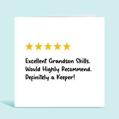 Funny Grandson Birthday Card, Grandson 5 Star Review, Excellent Grandson Skills, Would Highly Recommend, Definitely a Keeper , TH197