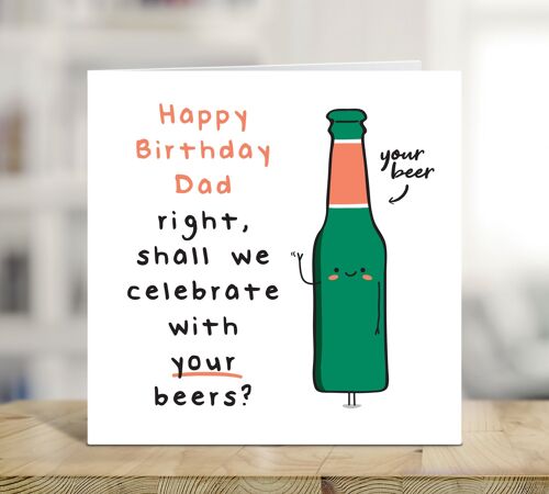 Dad Birthday Card, Funny Birthday Card, Beers Card, Beer Lover, Card From Son, Card From Daughter, Card for Him , TH201
