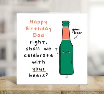 Carte d'anniversaire papa, carte d'anniversaire drôle, carte de bières, amateur de bière, carte de fils, carte de fille, carte pour lui, TH201 1