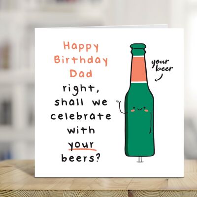 Dad Birthday Card, Funny Birthday Card, Beers Card, Beer Lover, Card From Son, Card From Daughter, Card for Him , TH201