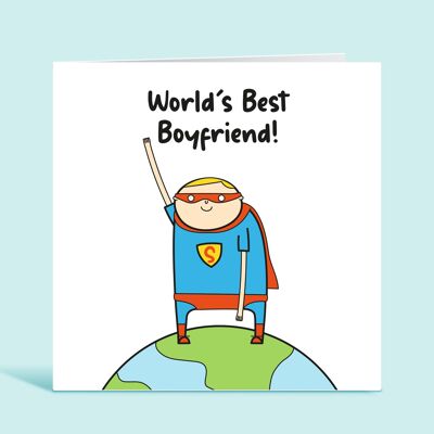 Carte d'anniversaire de petit ami, meilleur petit ami du monde, carte de remerciement pour petit ami, carte d'appréciation, de petite amie, de partenaire, pour lui, TH204