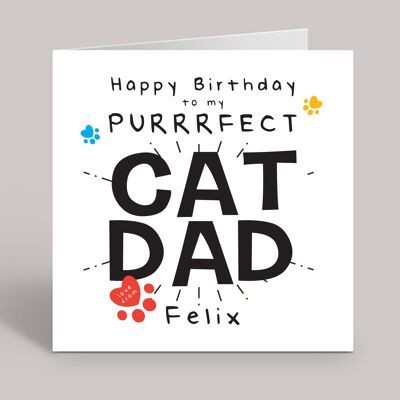 Carte de papa de chat, joyeux anniversaire à mon papa de chat purrrfect, carte drôle du chat, carte de joyeux anniversaire du chat, carte d'anniversaire de chat, TH210