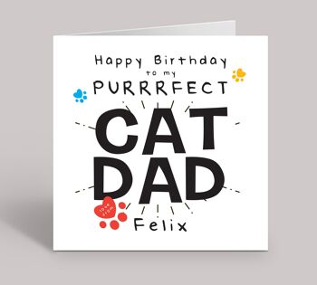 Carte de papa de chat, joyeux anniversaire à mon papa de chat purrrfect, carte drôle du chat, carte de joyeux anniversaire du chat, carte d'anniversaire de chat, TH210 1
