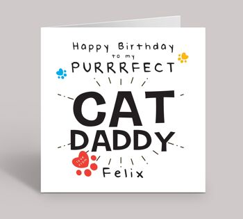 Carte de papa de chat, joyeux anniversaire à mon papa de chat purrrfect, carte drôle du chat, carte de joyeux anniversaire du chat, carte d'anniversaire de chat, TH210 2