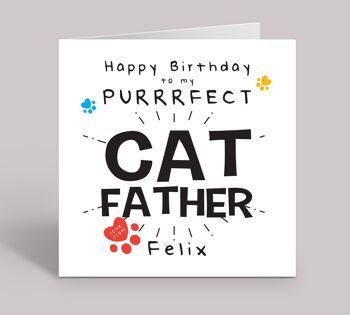 Carte de papa de chat, joyeux anniversaire à mon papa de chat purrrfect, carte drôle du chat, carte de joyeux anniversaire du chat, carte d'anniversaire de chat, TH210 3