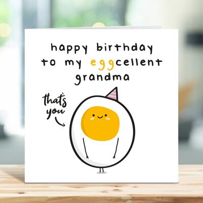 Geburtstagskarte für Oma, lustige Geburtstagskarte, Happy Birthday To My Egg-Cellent Grandma, Excellent Grandma, From Grandaughter, From Grandson, TH214