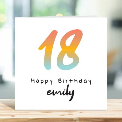 18th Birthday Card, Personalised Happy Birthday Card, For Daughter, Sister, Friend, Niece, Cousin, Any Name, Any Age, 18th, Eighteen , TH226