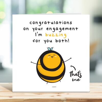 Congratulations On Your Engagement I'm Buzzing For You Both, Cute Engagement Card, For Friends, For A Special Couple, Bee Card , TH239