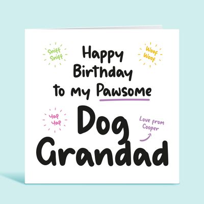 Tarjeta de abuelo de perro, feliz cumpleaños a mi abuelo de perro Pawsome, tarjeta de cumpleaños del perro, abuelo de piel, tarjeta de cumpleaños personalizada, para él, TH254