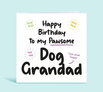 Carte de grand-père de chien, joyeux anniversaire à mon grand-père de chien de Pawsome, carte d'anniversaire du chien, grand-père de fourrure, carte d'anniversaire personnalisée, pour lui, TH254 1
