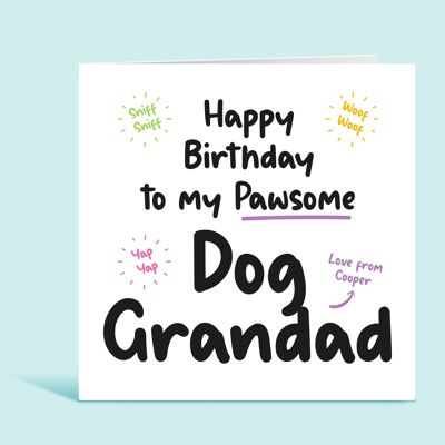 Dog Grandad Card, Happy Birthday To My Pawsome Dog Grandad, Birthday Card From The Dog, Fur Grandad, Personalised Birthday Card, For Him , TH254