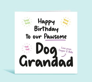 Carte de grand-père de chien, joyeux anniversaire à mon grand-père de chien de Pawsome, carte d'anniversaire du chien, grand-père de fourrure, carte d'anniversaire personnalisée, pour lui, TH254 2