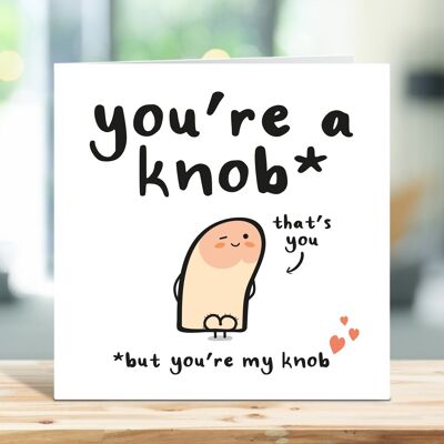 You're a knob but you're my knob, Funny Anniversary Card, Rude Greeting Cards, Cheeky Love Card, For Boyfriend, For Fiance, Partner, For Him , TH257