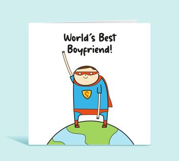 Carte d'anniversaire de petit ami, meilleur petit ami du monde, carte de remerciement pour petit ami, carte d'appréciation, de petite amie, de partenaire, pour lui, TH276 1